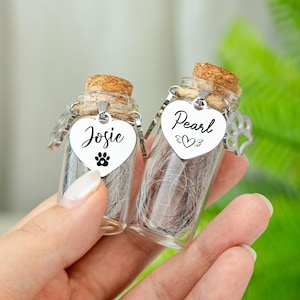 Pote Memorial Personalizado para Pelos de Animais de Estimação, Pote Memorial para Cães, Lembrança de Pelos de Animais de Estimação, Garrafa de Vidro Memorial para Animais de Estimação, Presentes para Perda de Animais de Estimação, Presente da Ponte do Arco-Íris, Presente para Luto por Animais de Estimação