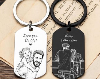 Cadeau personnalisé pour la fête des pères, porte-clés photo gravé pour papa, porte-clés photo pour papa, cadeaux d'anniversaire pour papa, cadeau photo personnalisé pour papa et grand-père