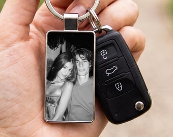 2 Sided Photo Keychain, Custom Picture Keychain For Couple, Anniversary Gift For Boyfriend Girlfriend, Best Friend Gift, Memorial Keychain