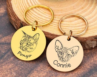 Llavero personalizado con foto de mascota, llavero con retrato grabado, regalo para la pérdida de una mascota, regalos para amantes de los perros, regalo conmemorativo para perros y gatos.