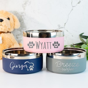 Engraved Dog Bowl With Name,Custom Stainless Steel Pet Bowl,Dog Feeder Bowls,Food Water Bowl For Dog Cat,Puppy Gift,Dog Gift,Pet Lover Gift