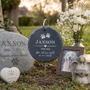 Personalized Pet Memorial Garden Stone with Stake, Dog Cat Grave Marker, Outdoor Remembrance Gift image 6