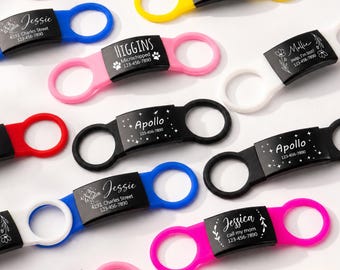 Placa de identificación de silicona silenciosa, personalizada, para collar, con nombre, silenciosa, para perros, regalos