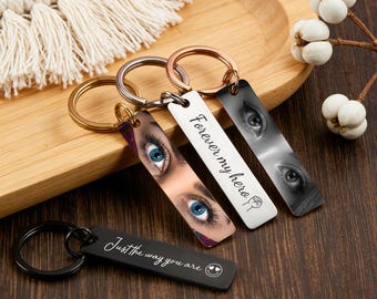 Porte-clés personnalisé Yeux Humains, Porte-clés « Je t’aime » pour lui, Cadeau d’anniversaire pour petit ami, Cadeau pour relation à distance, Cadeau d’anniversaire de mariage