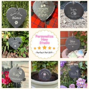 Personalized Pet Memorial Garden Stone with Stake, Dog Cat Grave Marker, Outdoor Remembrance Gift image 5