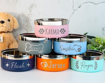 Engraved Dog Bowl With Name,Custom Stainless Steel Pet Bowl,Dog Feeder Bowls,Food Water Bowl For Dog Cat,Puppy Gift,Dog Gift,Pet Lover Gift