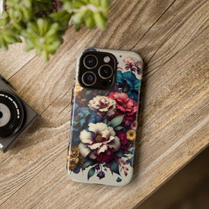 Floral Phone Case, Elegant Tough Phone Cover, Gift for Floral Lovers, Stylish Cell Phone Protector, Birthday Gift, Mother&#39;s Day