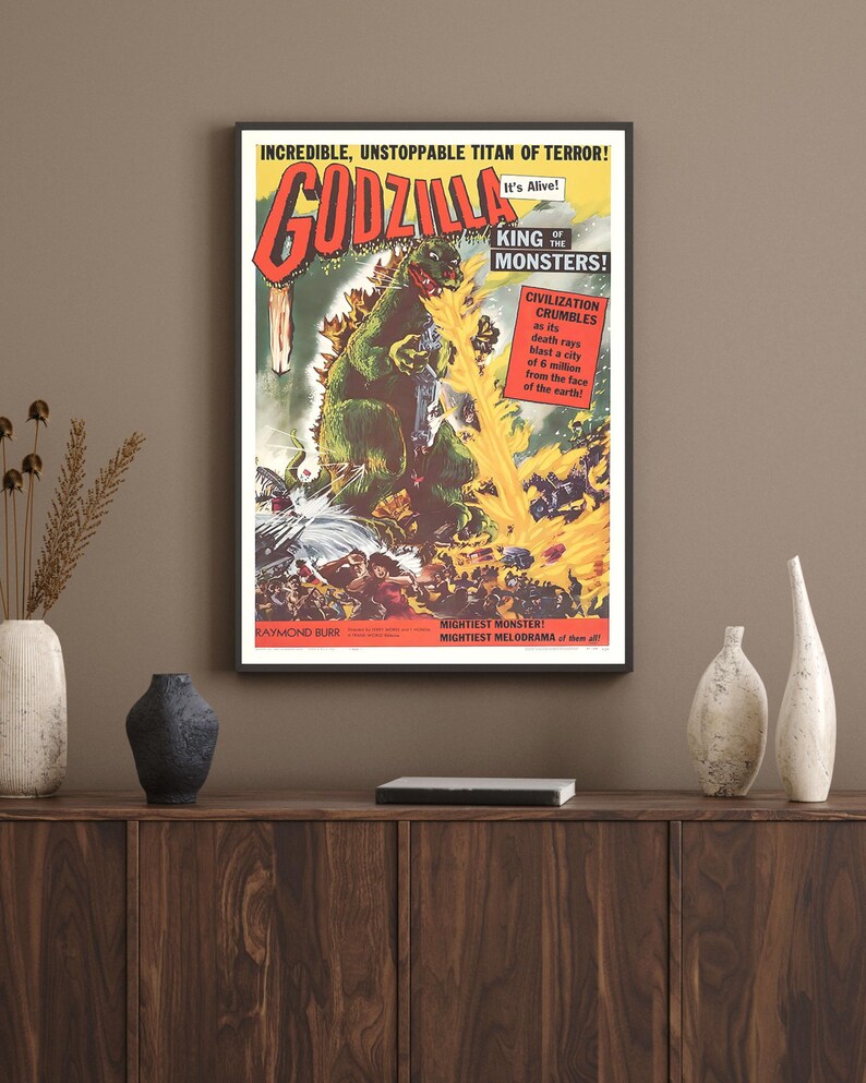 Vintage Godzilla Restored Movie Poster: King of the Monsters, 1950s ...