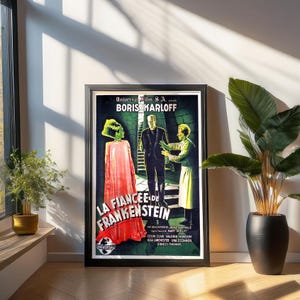Poster Wall Art, Bride of Frankenstein Gothic Horror Movie Gift, Gothic Home Decor, Vintage Film Poster, Classic Movie Art, Horror Wall Art