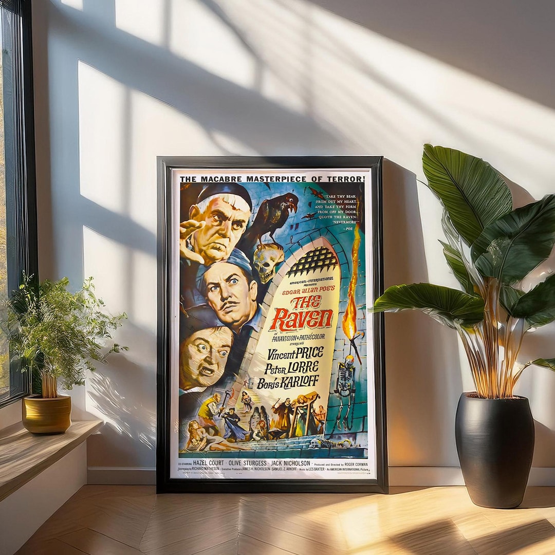 The Raven Restored Movie Poster: Vincent Price, Boris Karloff Film ...