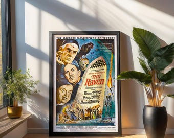 The Raven Restored Movie Poster: Vincent Price, Boris Karloff Film ...