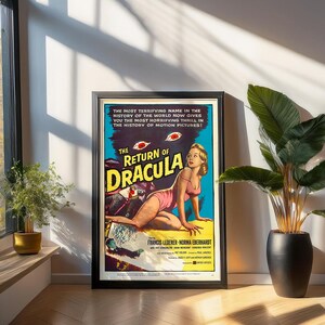 Vintage Dracula Horror Movie Poster Birthday Gift For Him Classic Horror Film Wall Art Anniversary Gift Gothic Cult Vampire Wall Print Gift