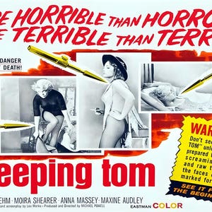 Vintage 1960s Cult Horror Film Poster Birthday Gift For Partner Voyeur Film Art Gift For Father Unique Psychological Horror Gift For Friend