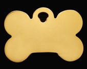 Pet Tag Personalized on Two-Sided Large Bone Tag with Shiny Gold Plating