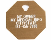 Pet Tag Personalized on Two-Sided Large Octagon in 10 Colors