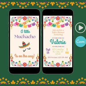 Digital Fiesta Baby Shower Invitation Template for Baby Boy A Little Muchacho Is On The Way Video Invite Animated Let's Fiesta Invite