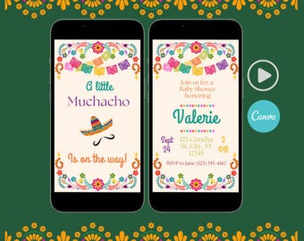 Digital Fiesta Baby Shower Invitation Template for Baby Boy A Little Muchacho Is On The Way Video Invite Animated Let's Fiesta Invite