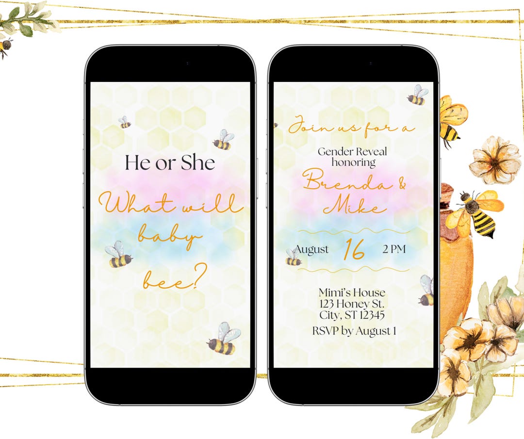 What Will Baby Bee Gender Reveal Party Invitation Editable He or She ...