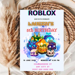 Bearbeitbare Roblox-Geburtstags-Einladung, Roblox-Geburtstagsfeier-Einladung, Roblox-Einladung, Roblox-Jungen-Geburtstag, digitales Roblox-Spiel einladen.