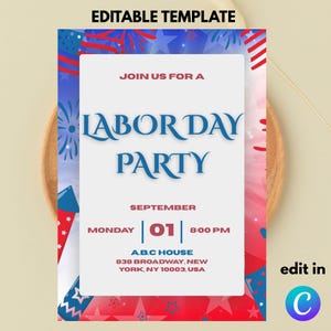 Editable Labor Day BBQ Party Invitation: Grill & Chill (Digital Download, 5x7 PDF Template)