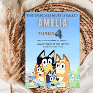 Printable Bluey Birthday Invite, Editable Bluey TWO-EY Birthday Invitation Template, Digital Bluey Theme Boys\Girls Birthday Party Invite.