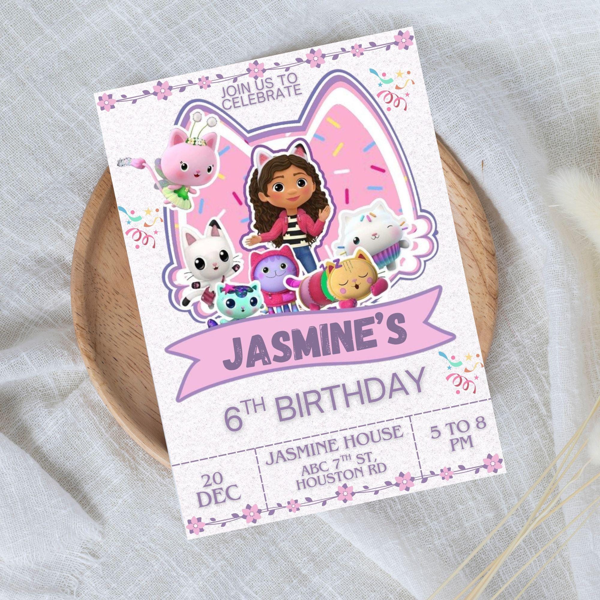 Gabby's Dollhouse Party Invitations – 10 A5 Paper Invites With Envelopes