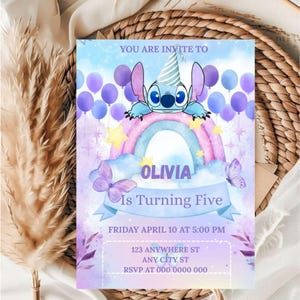 Editable Stitch Birthday Invitation Template, Stitch Birthday Invitation for Girls and Boys, Digital Stitch Birthday Party Invitation.
