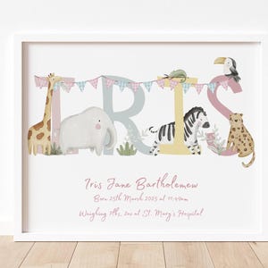 Safari Animals Name Personalized Child Wall Art