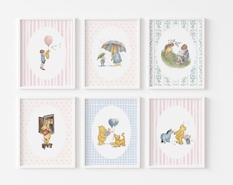 Winnie the Pooh Nursery  Classic  Watercolor Wall Art Set of 6