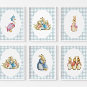 Peter Rabbit Nursery Prints Flopsy Bunny Watercolor Wall Art Set of Six Instant Download