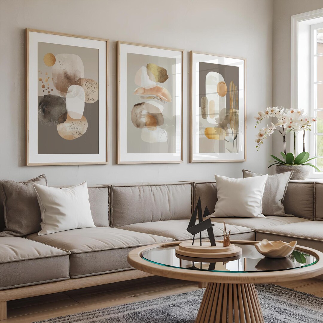 Neutral Modern Abstract Earth Tone Gallery Wall Art | Set of 3 Neutral ...
