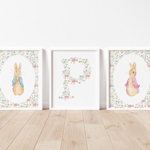 Peter Rabbit Flopsie Bunny personalisiertes Kinderzimmer Print Dreierset