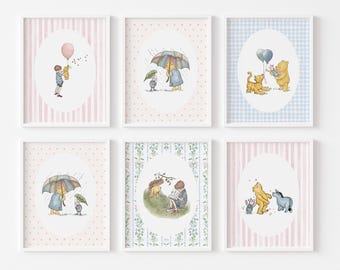 Winnie the Pooh Classic Nursery  Watercolor Wall Art Set of 6