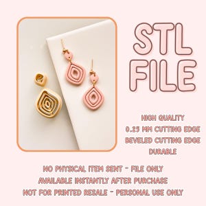 May include: A digital download STL file for 3D printing a pair of pink geometric earrings. The file is high quality with a 0.25 mm cutting edge and beveled cutting edge. The file is durable and available instantly after purchase.  The file is for personal use only and not for resale.