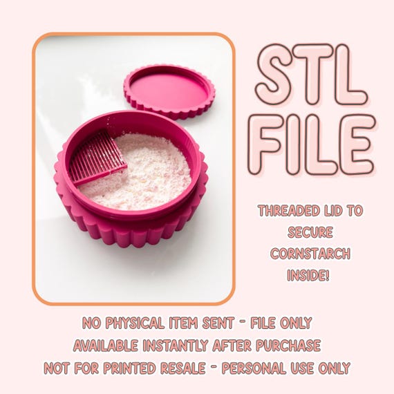 Cornstarch Container Threaded STL Digital File Polymer Clay Artists