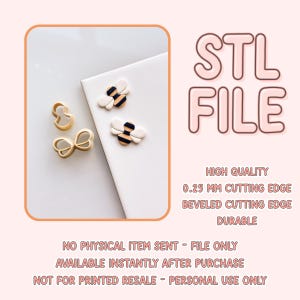 Peut inclure: Fichier STL pour l'impression 3D d'un emporte-pièce en forme d'abeille et d'une paire d'ailes. Les emporte-pièces sont fabriqués avec une lame de coupe de haute qualité de 0,25 mm et une lame biseautée pour plus de durabilité. Aucun article physique n'est envoyé, seul le fichier numérique. Disponible instantanément après l'achat.  Non destiné à la revente imprimée, usage personnel uniquement.