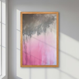 Póster abstracto enmarcado: arte gris y rosa, arte de pared tranquilo, impresión de estilo contemporáneo en tonos pastel, decoración sofisticada, regalo para ella.