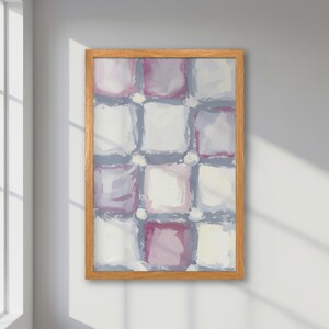 Póster abstracto enmarcado - Arte geométrico en rosa pastel y gris - Arte mural minimalista moderno, impresión contemporánea, idea de regalo decorativa única