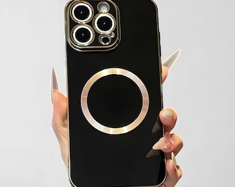 Magnetische iPhone-hoes met luxe beplating: schokbestendige siliconen hoes