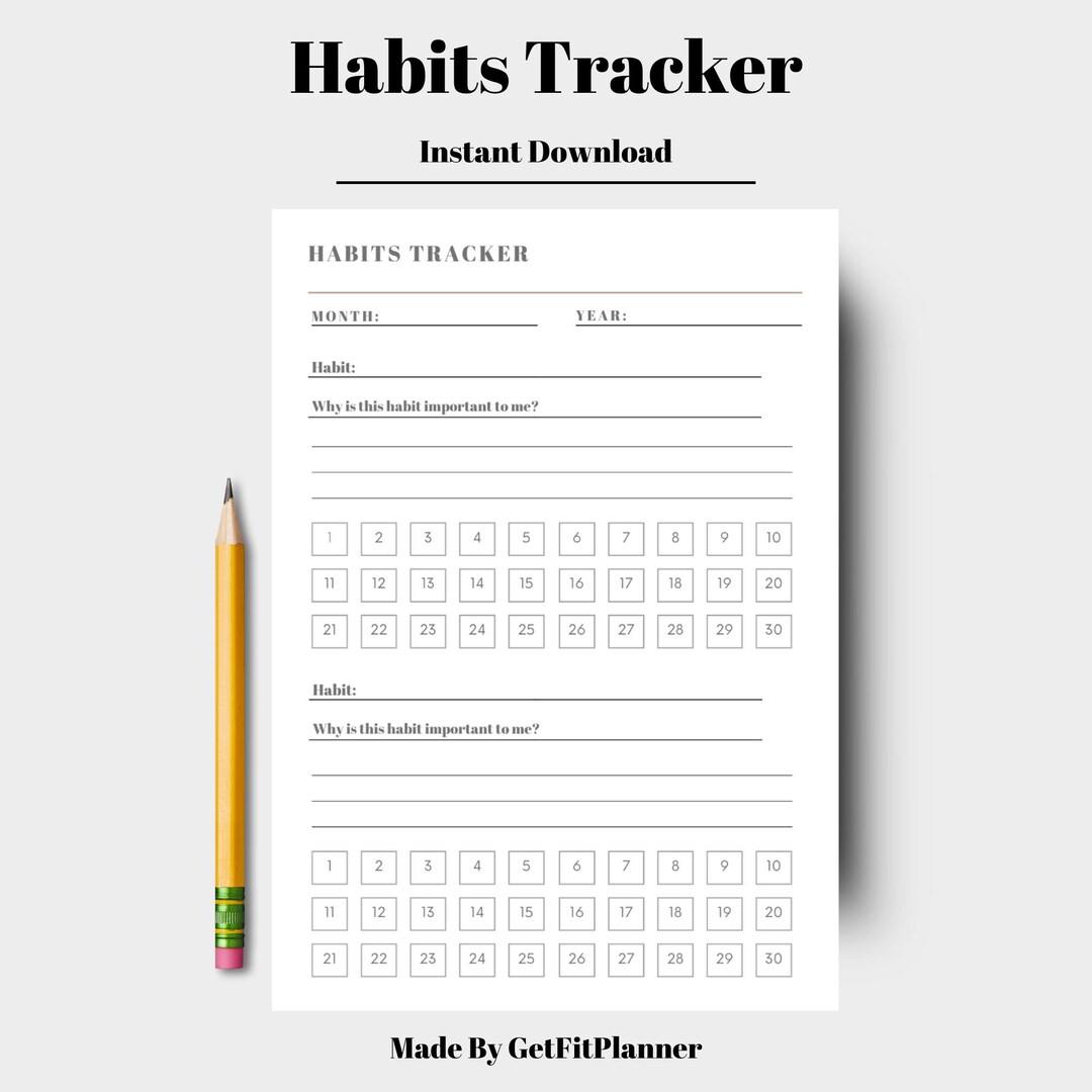 Printable Habits Tracker, Template, Habits Tracker DIN A4, DIN A5 ...
