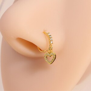 Piercing de nariz em formato de coração minimalista – piercing delicado de argola para o nariz, ajuste confortável, joia romântica para presentear ela, design leve