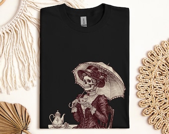 Gothic Skeleton Bell Dress T-Shirt: Victorian Halloween Costume