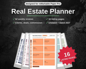 Immobilienplaner für reMarkable Paper Pro | Maklerplaner, 52 Wochenübersichten, Angebote & Kunden | Verlinktes PDF