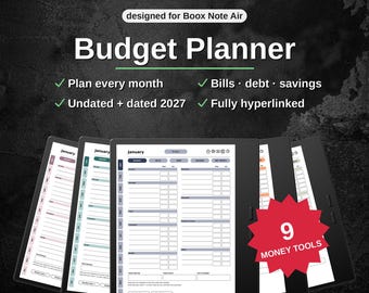 Budget Planner for Boox | Monthly Budget, Bill Calendar, Debt Snowball, Sinking Funds | Undated + 2027 Hyperlinked PDF