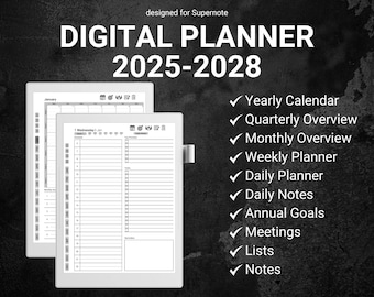Minimalist Digital Planner Sunday-Start Supernote