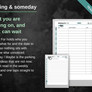 Waiting For log listing who was asked and the date to chase, beside the Someday Maybe shelf