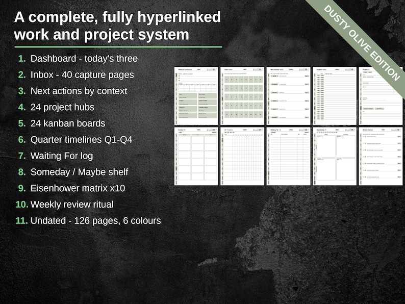 Contents list of the Work OS system with a grid of ten page thumbnails