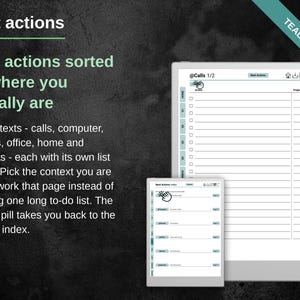 Next actions page for a single context, beside the index of all six contexts