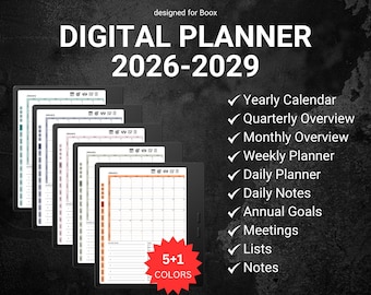 Minimalist Digital Planner Boox 2026 2027 2028 2029 Templates Planner Organization Yearly Goals Meeting notes