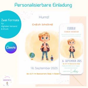Convite para matrícula escolar digital e para impressão - Modelo Canva para autoedição - Cartão de matrícula escolar menino - Volta às aulas, aluno